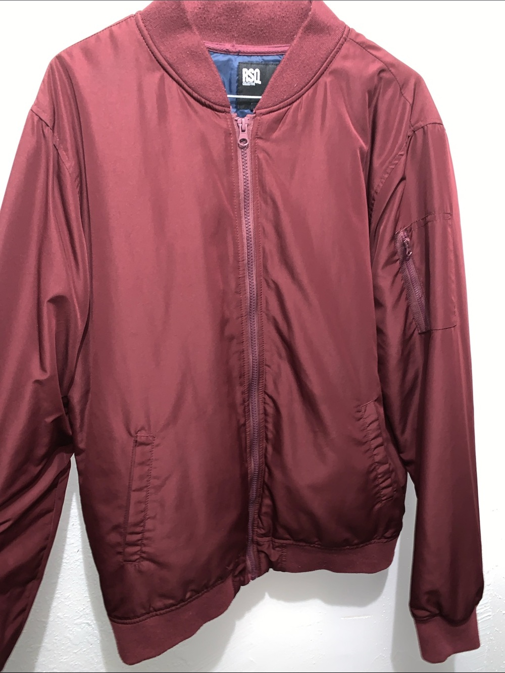 RSQ Men's Burgundy Bomber Jacket